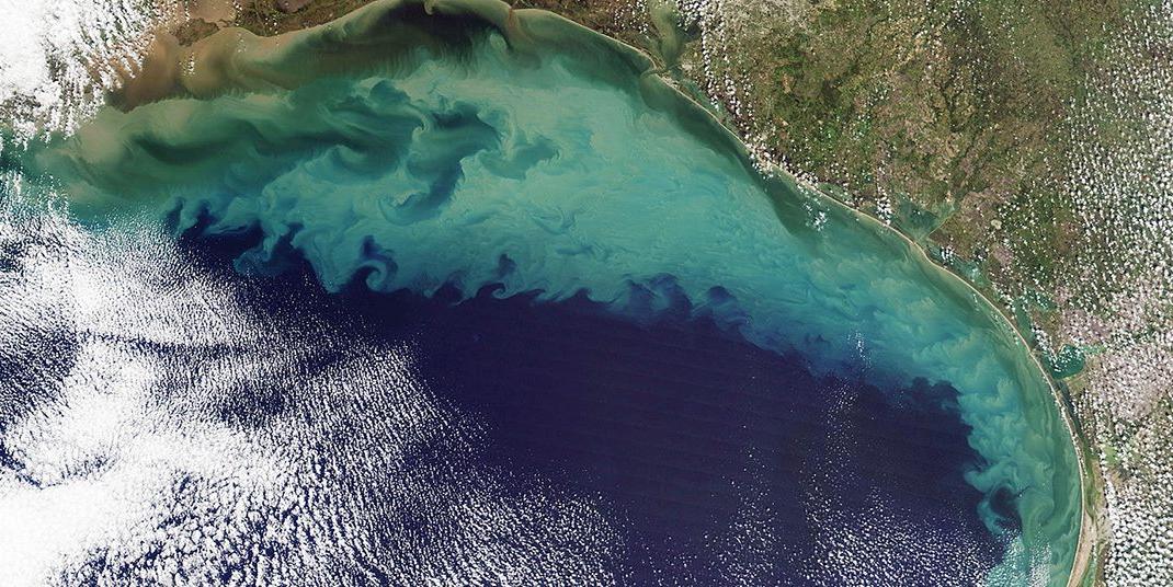 墨西哥湾北部死亡地带的卫星图像